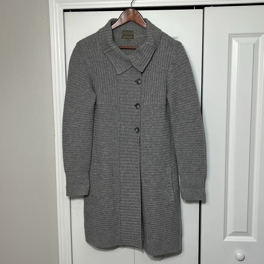 Mantovani Studio Cardigan Sweater Womens Small Gray 100% Cashmere Coatigan